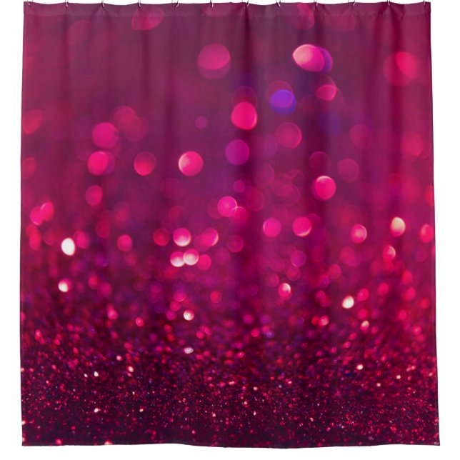 Red Pink Glitter: Abstract Bokeh Shower Curtain (Front)