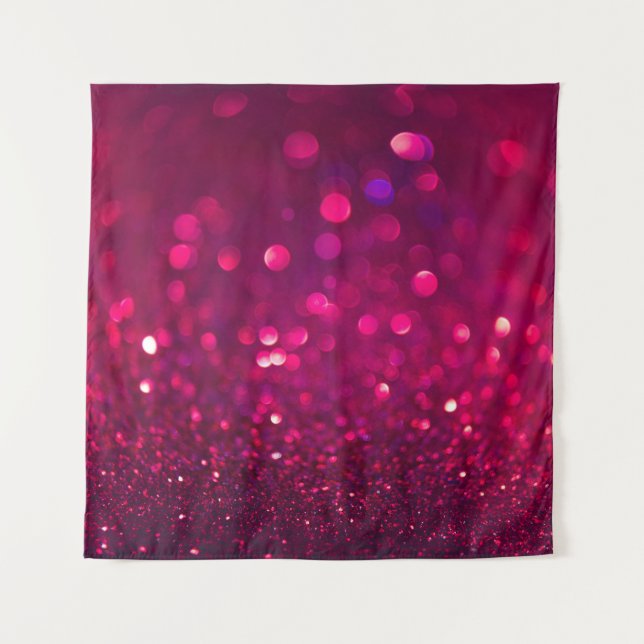 Red Pink Glitter: Abstract Bokeh Tapestry (Front)
