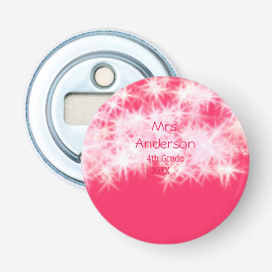 Red pink glitter sparkle Back to school teacher ap Bottle Opener