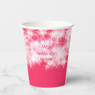 Red pink glitter sparkle Back to school teacher ap Paper Cups