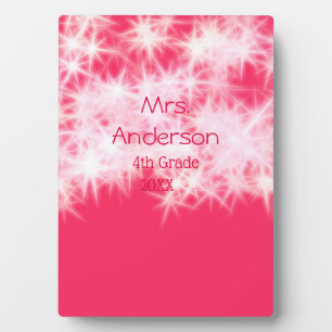 Red pink glitter sparkle Back to school teacher ap Plaque
