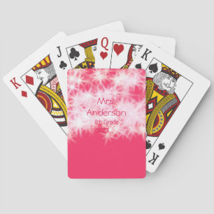 Red pink glitter sparkle Back to school teacher ap Playing Cards