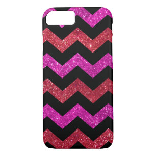 Red Pink Glitter Zigzag Pattern Case-Mate iPhone Case