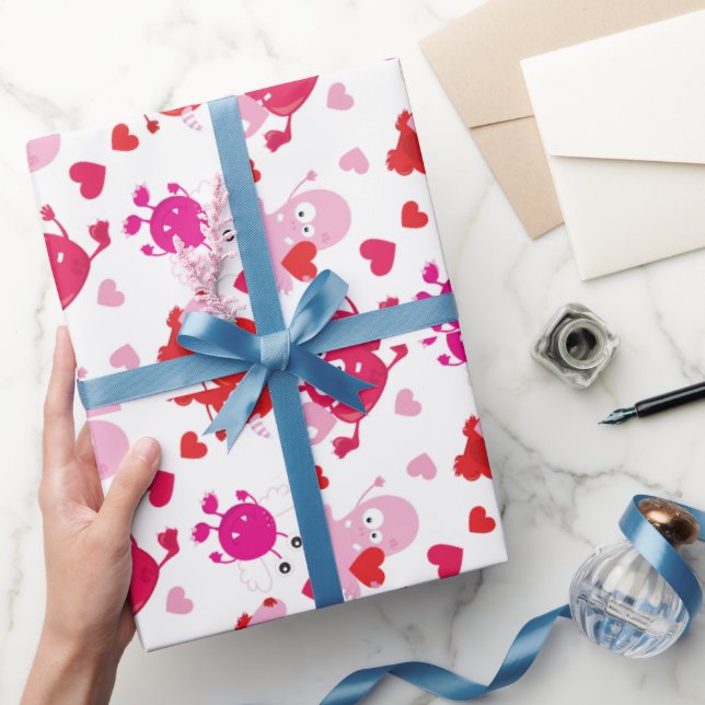 Red pink gnome shaped Gift Wrapping paper (Gifting)