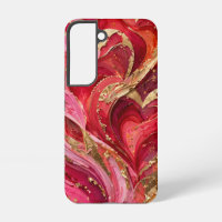 Red & Pink Gold Marble Swirl Samsung Galaxy S22 Ca
