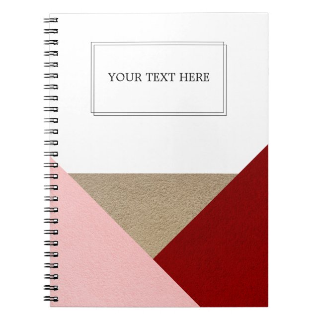 Red Pink & Gold Personalised Notebook (Front)