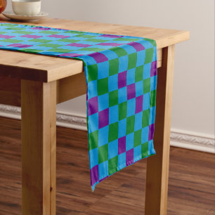 Red Pink Green Checkered Pattern Design  Short Table Runner