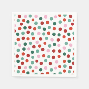 Red Pink Green Polka Dots Kids Christmas Napkin