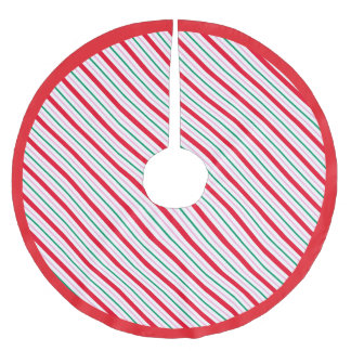 Red, Pink, Green Stripe Brushed Polyester Tree Skirt