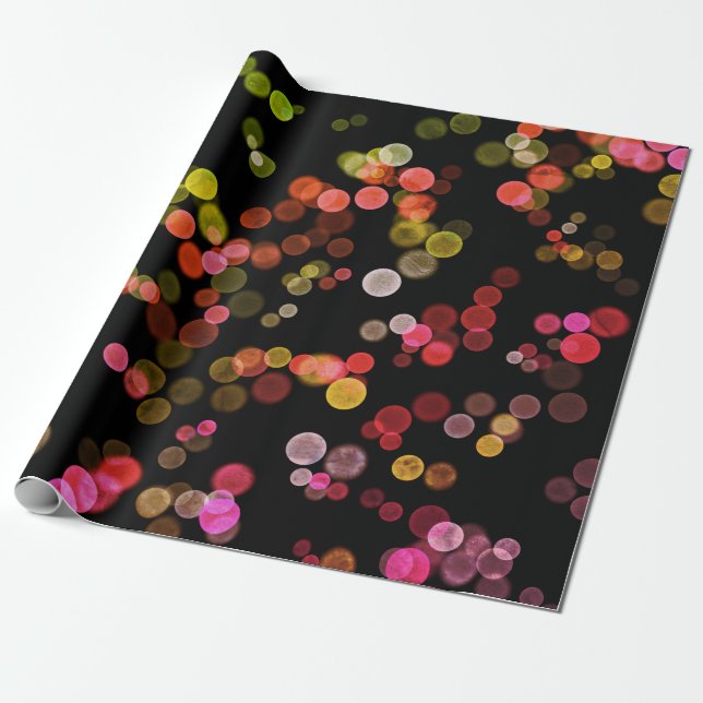 Red Pink Green Yellow Abstract Bubble Pattern Wrapping Paper (Unrolled)