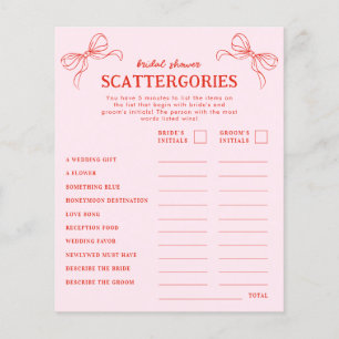 Red Pink Hand Drawn Bow Holiday Scattergories Game