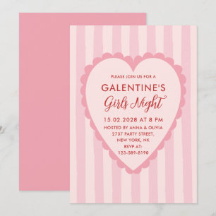 Red Pink Hand Drawn Galentine's Girls Night Party Invitation