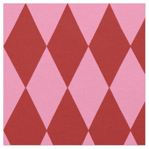 Red Pink Harlequin Chequered Design  Fabric