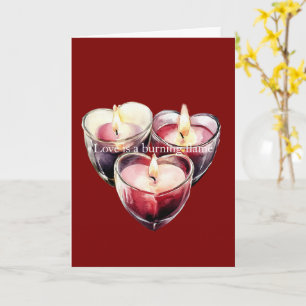 Red Pink Heart Candles Love is a flame Card