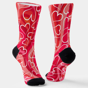 Red Pink Heart Pattern Socks