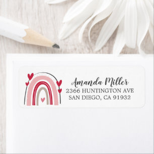 Red Pink Heart Rainbow Return Address 