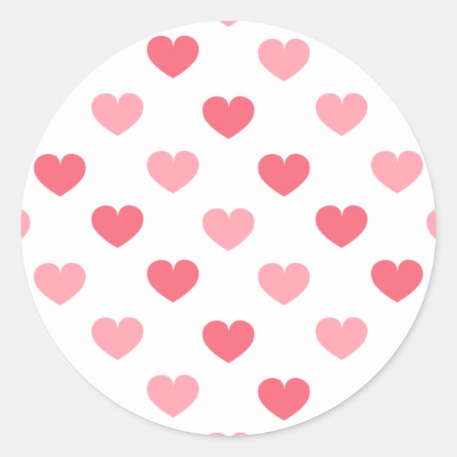 Red & Pink Heart Seamless Pattern, Valentine's Classic Round Sticker (Front)