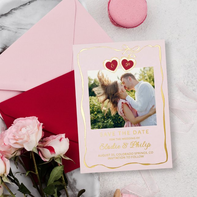 Red Pink Heart-Shaped Locket Monogram Photo (Creator Uploaded)