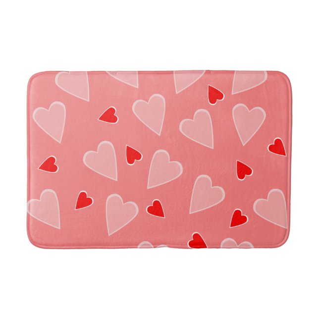 Red & pink hearts bath mat (Front)