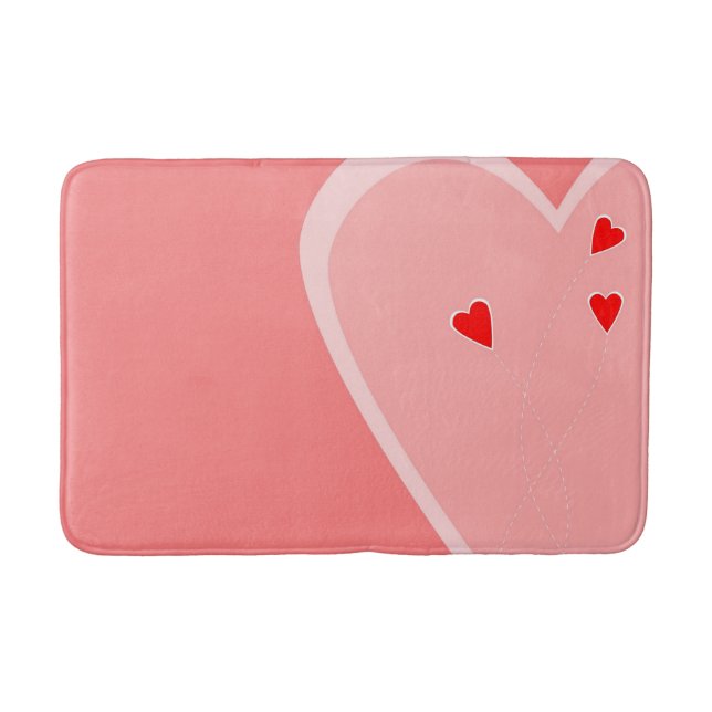 Red & pink hearts bath mat (Front)