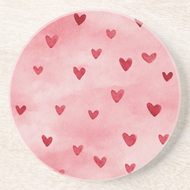 Red Pink Hearts Love   Coaster (Front)