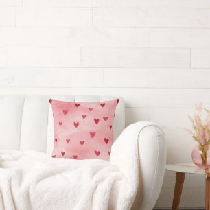 Red Pink Hearts Love Plaid Stripes Cushion
