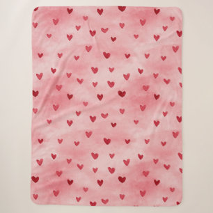 Red Pink Hearts Love Sherpa Blanket