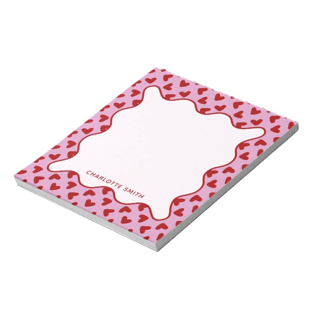 Red Pink Hearts Pattern Valentine Gift Notepad (Rotated)