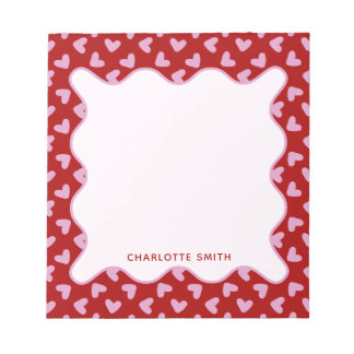 Red Pink Hearts Pattern Valentine Gift Notepad