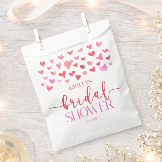 Red Pink Hearts Valentine Bridal Shower  Favour Bags (Clipped)