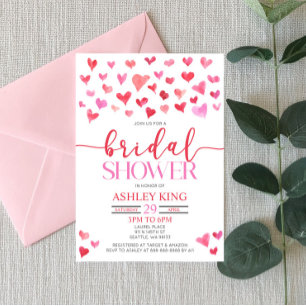 Red Pink Hearts Valentine Bridal Shower Invitation