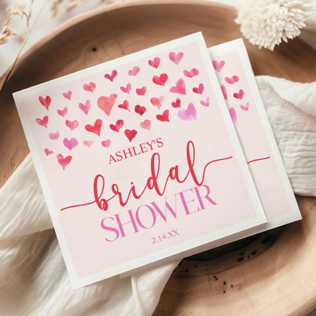 Red Pink Hearts Valentine Bridal Shower  Napkin (Creator Uploaded)