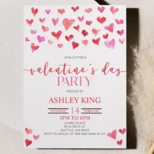 Red Pink Hearts Valentine's Day Invitation