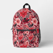 Red & Pink Hibiscus Floral Botanical Pattern