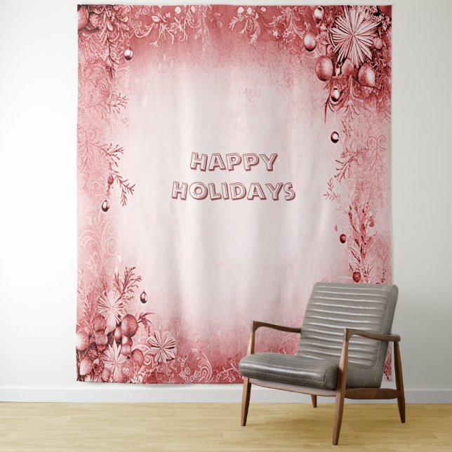 Red Pink Holiday Backdrop Tapestry (In Situ)