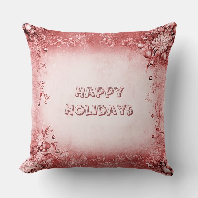Red Pink Holiday Throw Pillow (Front)