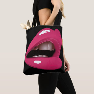 RED PINK LIPS MOUTH TOTES PURSE
