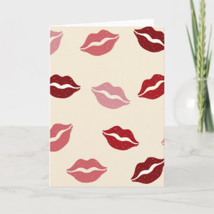 Red Pink Lips Valentines Card