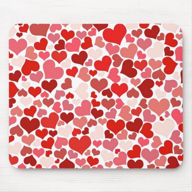 Red Pink Love Hearts Mosaic Mouse Pad (Front)