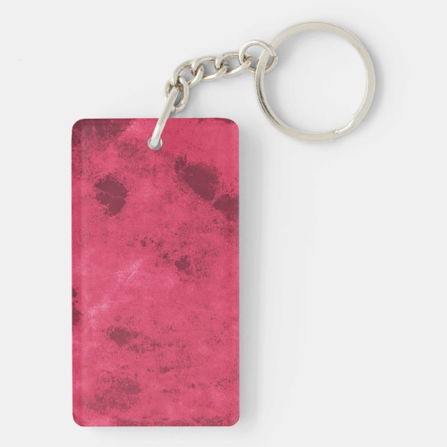 Red pink love inspired grunge abstract design art key ring (Back)