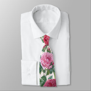 Red, Pink & Magenta Rose Flowers with Green Leaves Tie