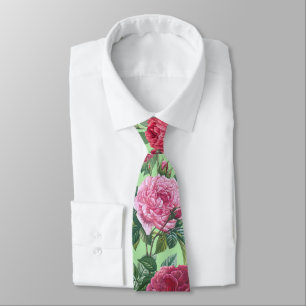 Red, Pink & Magenta Rose Flowers with Green Leaves Tie