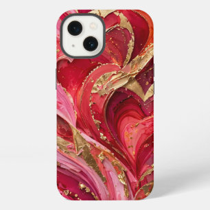 Red & Pink Marble Gold iPhone 13 Case