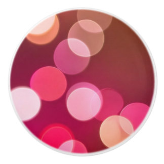 Red, Pink, Mauve Bokeh Ceramic Knob