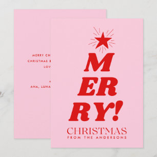 Red & Pink Merry Christmas Non Photo Holiday Card
