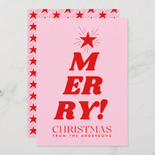 Red & Pink Merry Christmas Non Photo Holiday Card