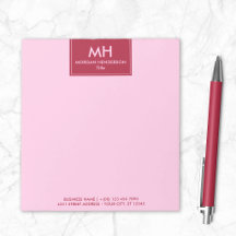 Red Pink Minimal Clean Initials Name Contact Info