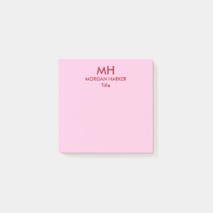 Red Pink Minimal Clean Initials Post-it Notes
