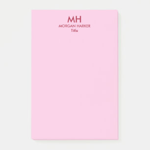 Red Pink Minimal Clean Initials Post-it Notes