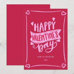 Red Pink Modern Typography Happy Valentine's Day Holiday Card